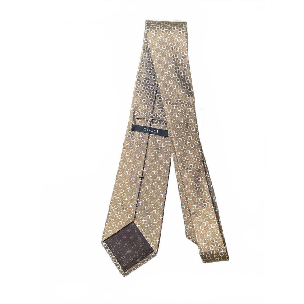 Gucci Brown Patterned Silk Tie - image 2